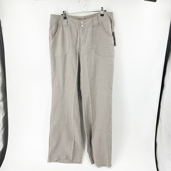 ✅ NWT INC INTERNATIONAL TRUFFLE TAUPE LINEN PANTS SIZE 12 LONG - Picture 1 of 9